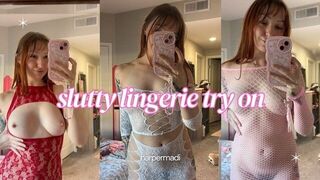 Sheer Slutty Lingerie Try On - porn video