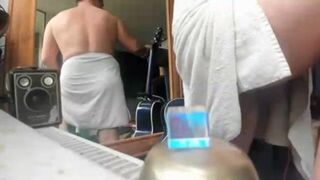 nude male on webcam with a towel - porn video