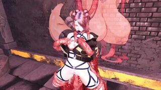 Beautiful horny hentay girl has multiple orgasms in a BDSM room - porn video