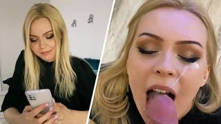 A beautiful neighbor came to visit and treated her to a blowjob - porn video